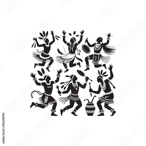 Indigenous Attire & Festivities – Thick Outline Vector

