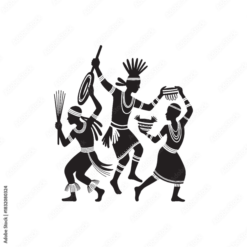 Fototapeta premium Traditional Dance & Craft – Bold Silhouette Vector