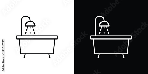 Bathtube icon design element. Linear style vectors