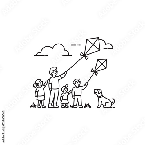 Pongal Outdoors – Family Cooking & Kite Flying Line Art

