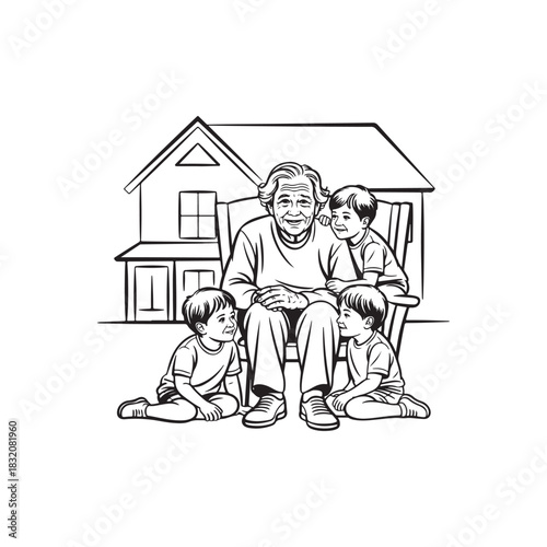 Storytime with Seniors – Thick Outline Silhouette