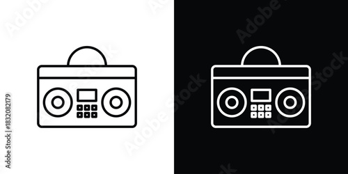 Boombox icon design element. Linear style vectors