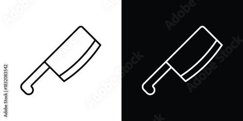 Butcher knife icon design element. Linear style vectors