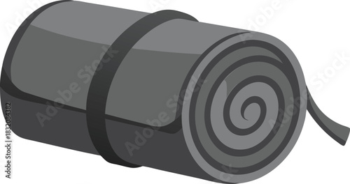 Rolled up sleeping bag with straps for camping and outdoor adventures