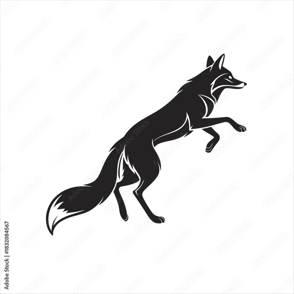 Fototapeta premium Elegant Leaping Fox Silhouette
