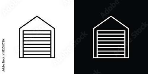 Car garage icon design element. Linear style vectors