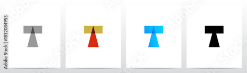 Simple Geometric Shape Combine Letter Initial Logo Design T