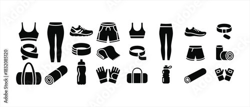 Essential Fitness Gear Icons for Workout and Active Lifestyle Choices
