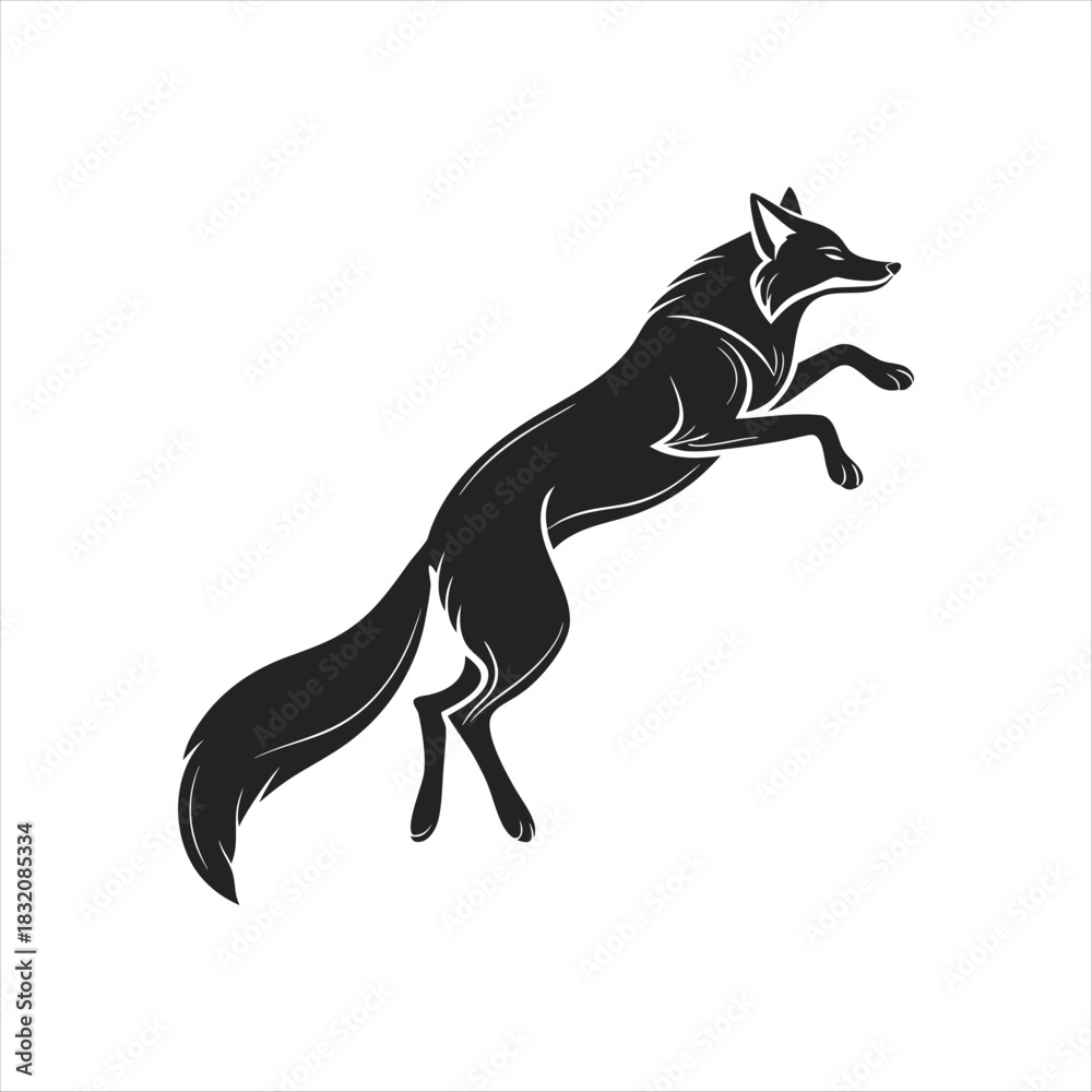 Fototapeta premium Elegant Jumping Fox Silhouette Illustration
