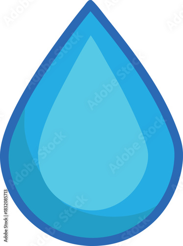 Abstract blue gemstone droplet shape with light and shadow