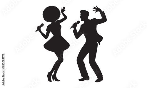 Energetic male and female vocalists performing live on stage Vector