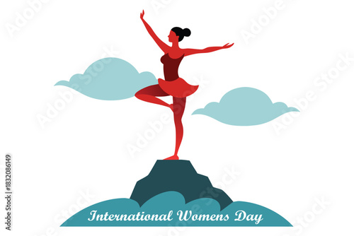 International Women’s Day Resilient Ballet Dancer Ocean Vector