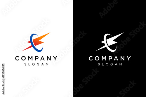 electric logo design split circle