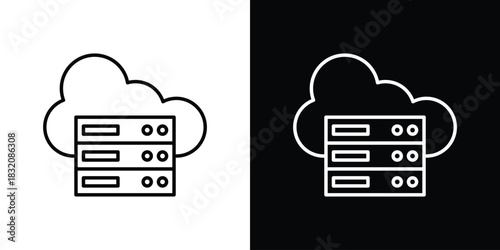 Cloud server icon design element. Linear style vectors