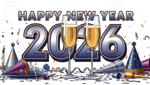 Celebrating the Arrival of 2026 with Champagne and Party Favors