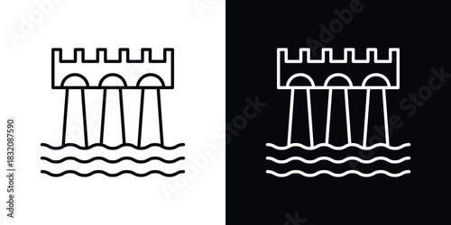 Dam icon design element. Linear style vectors