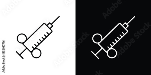 Dental needle icon design element. Linear style vectors