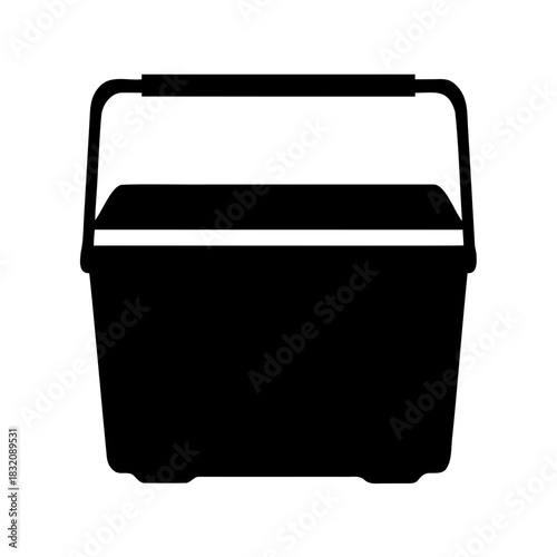 Black and White Simple Graphic of a Cooler Box with Handle