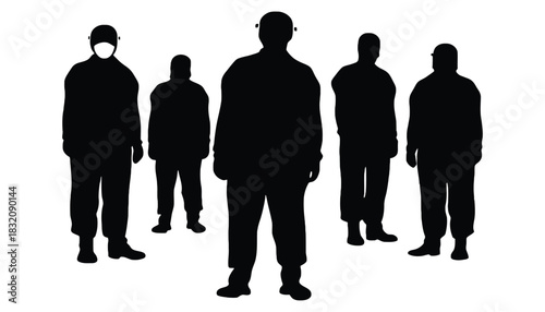 Silhouette of medical team wearing protective gear and masks