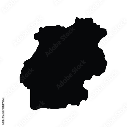 Detailed Map of Salta Province Argentina Black Silhouette Illustration on White
