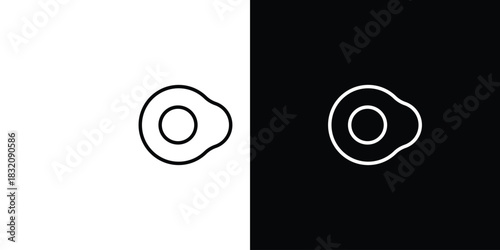 Fried egg icon design element. Linear style vectors