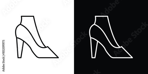 High heel shoes icon design element. Linear style vectors