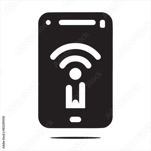 Tap-to-Pay Mobile Payment vector silhouette line art logo design concept illustration