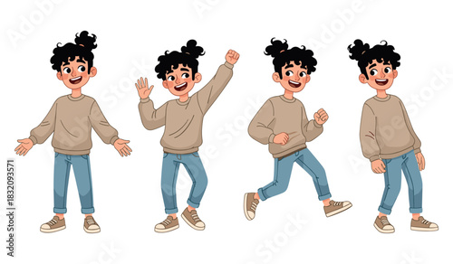 Animated young male character in various lighthearted poses