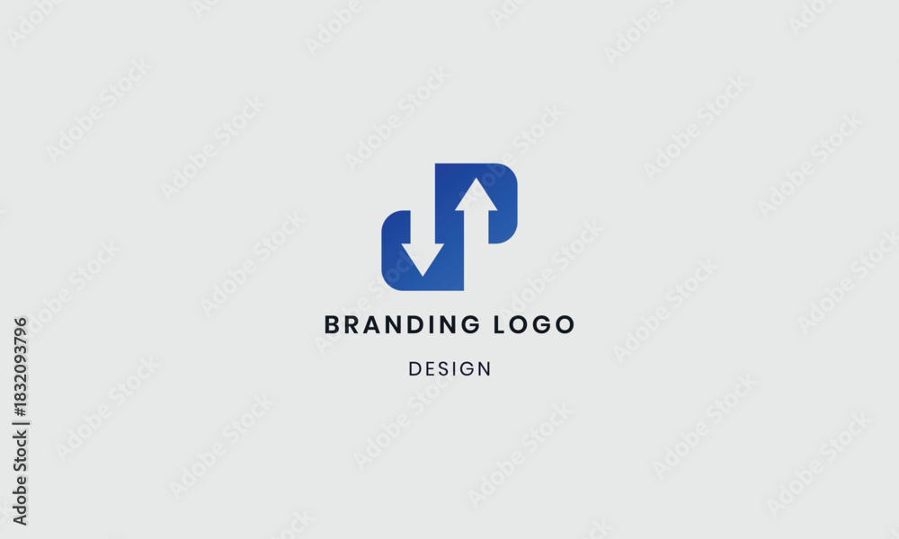 Obraz premium Arrow Direction DP Logo on Gray Background