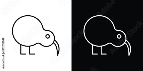 Kiwi bird icon design element. Linear style vectors