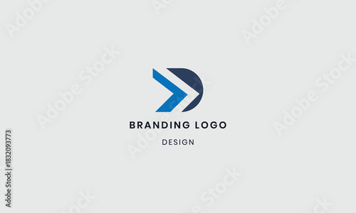 Abstract Blue D Arrow Logo Brand Identity