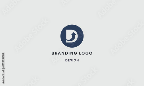 Minimalist D Logo Design with Arrow in Circle