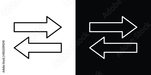 Left right direction icon design element. Linear style vectors