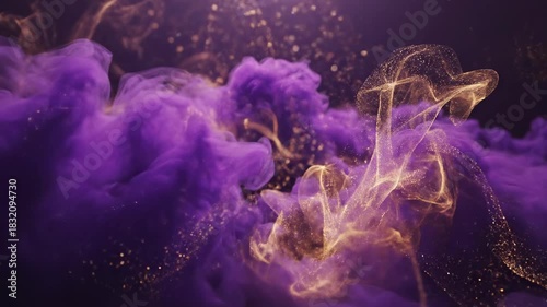 Seamlessly looping abstract background of soft flowing vibrant violet and gold energy creating a peaceful spiritual aura fluid, relaxation, tranquil