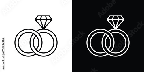 Marriage icon design element. Linear style vectors