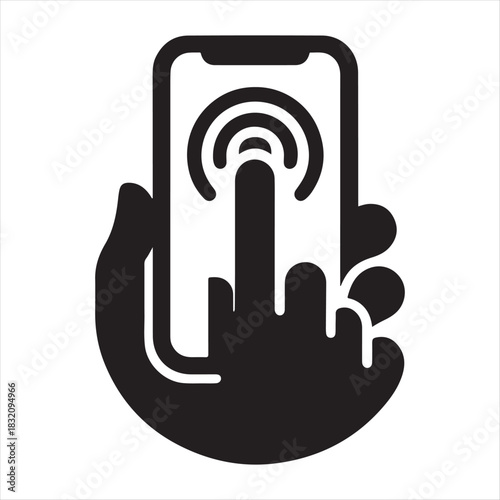 Tap-to-Pay Mobile Payment vector silhouette line art logo design concept illustration