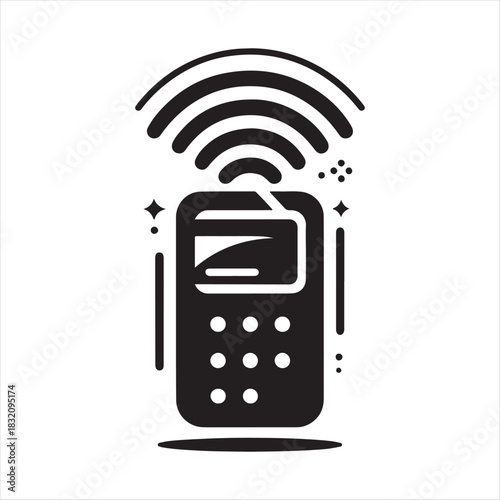 Tap-to-Pay Mobile Payment vector silhouette line art logo design concept illustration