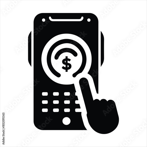 Tap-to-Pay Mobile Payment vector silhouette line art logo design concept illustration