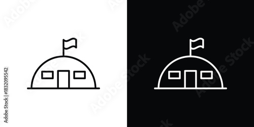 Military tent icon design element. Linear style vectors