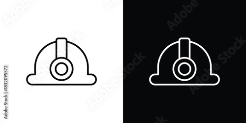 Miner helmet icon design element. Linear style vectors