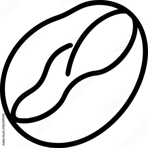 One Coffee Bean Black Line on Transparent Background Illustration