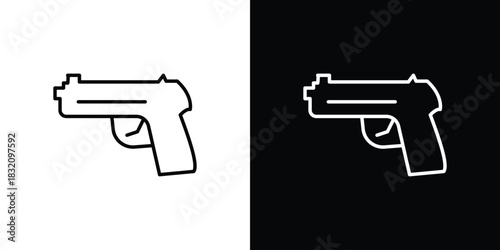 Pistol icon design element. Linear style vectors