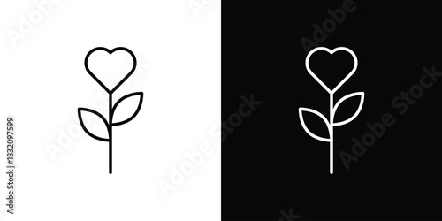 Plant heart icon design element. Linear style vectors
