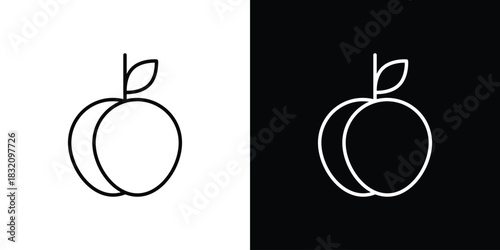 Plum icon design element. Linear style vectors