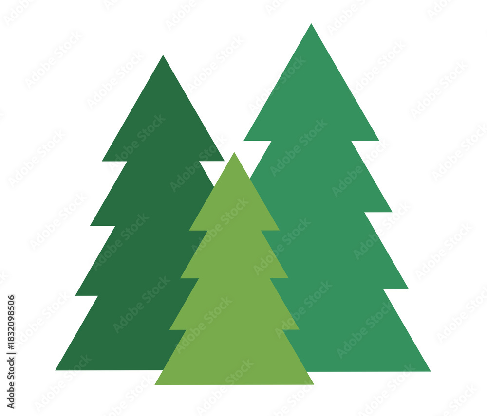 Obraz premium Christmas trees flat design card background. Forest. PNG illustration on transparent background