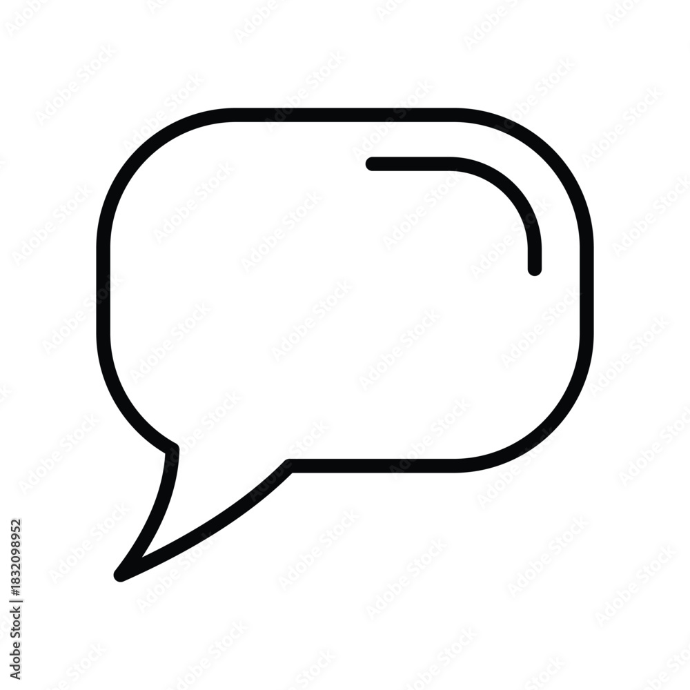 Naklejka premium Speech bubble outline icon graphic for communication and message isolated on white background, Vector