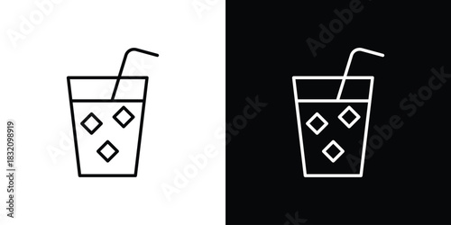 Refreshing cold drink icon design element. Linear style vectors