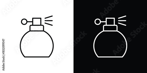 Round perfume bottle icon design element. Linear style vectors