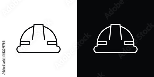 Safety helmet icon design element. Linear style vectors