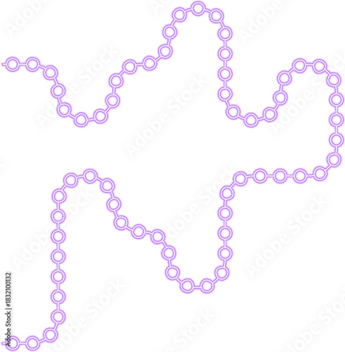 Circle series moves in sequence along a line composed of changing curve structures.